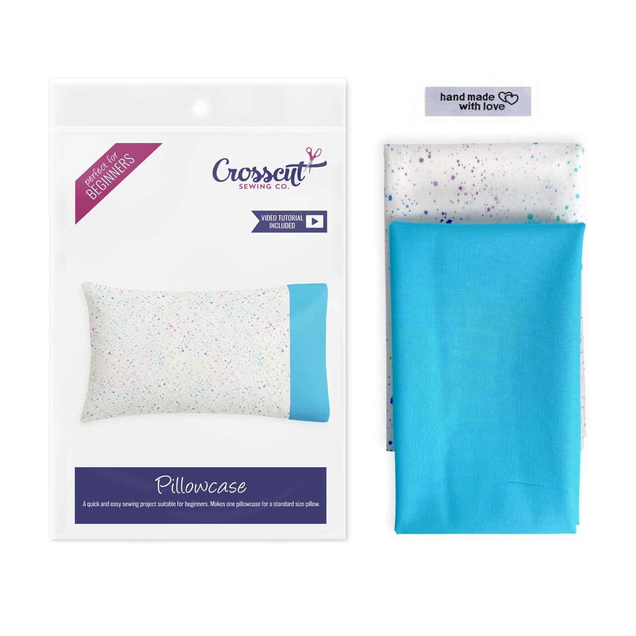 Pillowcase Sewing Kit, Full Beginner Sewing Project Kit with Fabric and Video from Crosscut Sewing Co.